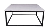 Carrara Marble Square Coffee Table with Elegant Wrought Iron Base – 100x100 cm